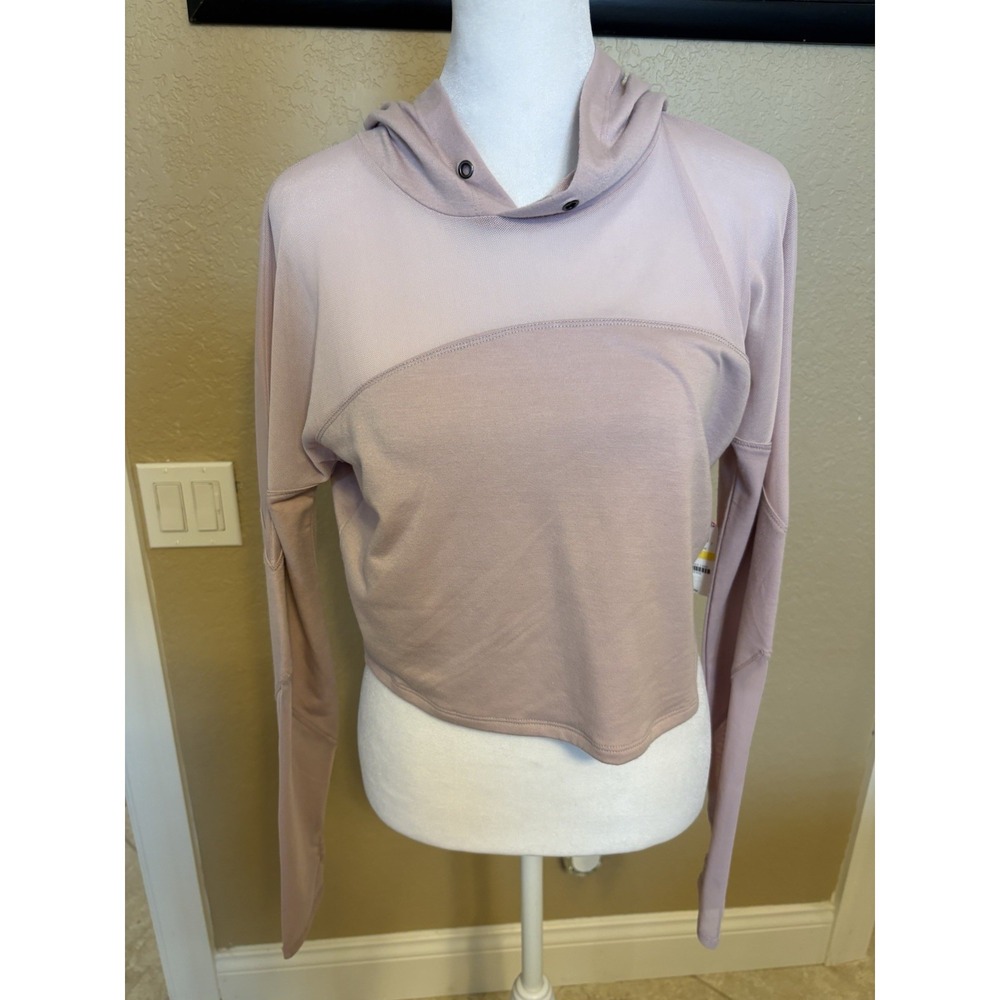 Material Girl Cropped Hoodie With Mesh Panels, Lilac, Medium, Missing Drawstring